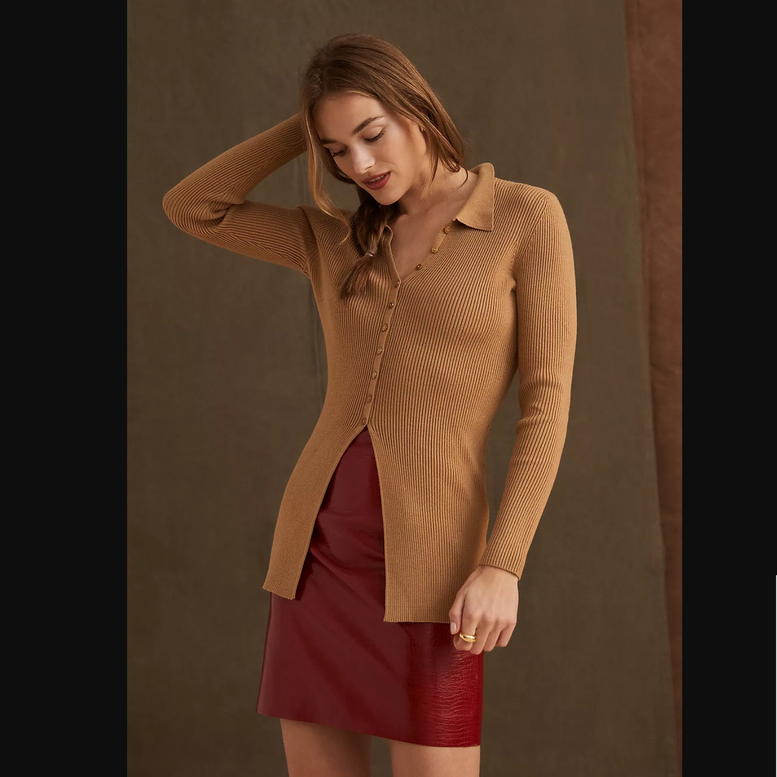 Anthropologie Brown Ribbed Cardigan - New - Size Xl